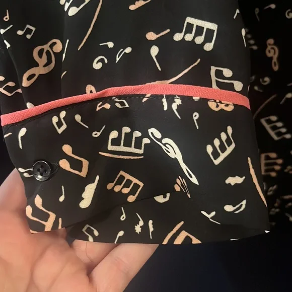 ModCloth Music Note Print Blouse with Removable Neck Tie NWOT XL - Picture 3 of 7
